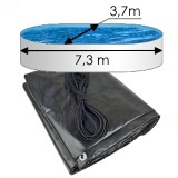 Krycí plachta černá na oválný bazén 7,3 x 3,7 m